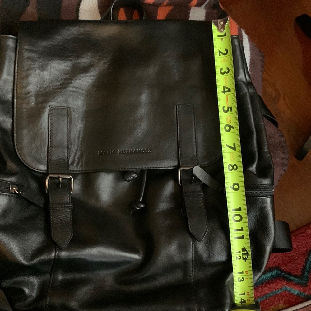Mario Hernandez Handcrafted Black Leather Backpack - Picture 8 of 16